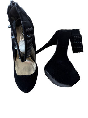 NEW Wild Pair Super High Platform Spiked Heels Black Faux Suede size 7